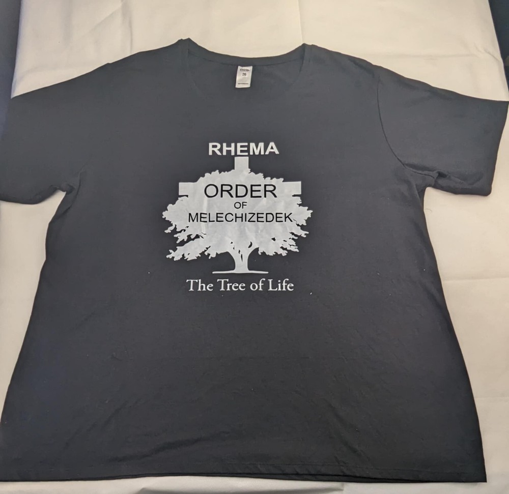 Christian White on Black Melchizedek T-Shirt Size 12-14 Agape-Rhema EB00709 BIN 012