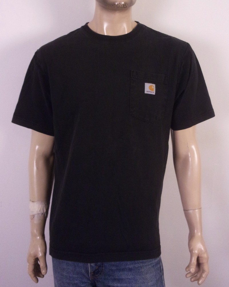 EUC Carhartt Blank Solid Black Pocket Tee T-Shirt Work Shirt Original Fit M