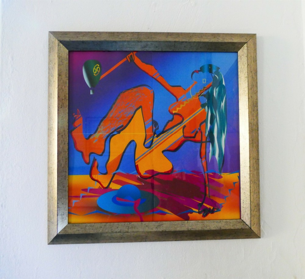 Modern art abstract acrylic painted gallery finished with frame gold metallic re-image