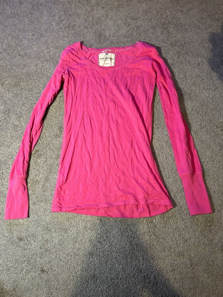 Poof Excellence Hot Pink Long Sleeve Cotton Stretch Top with Button Cuffs