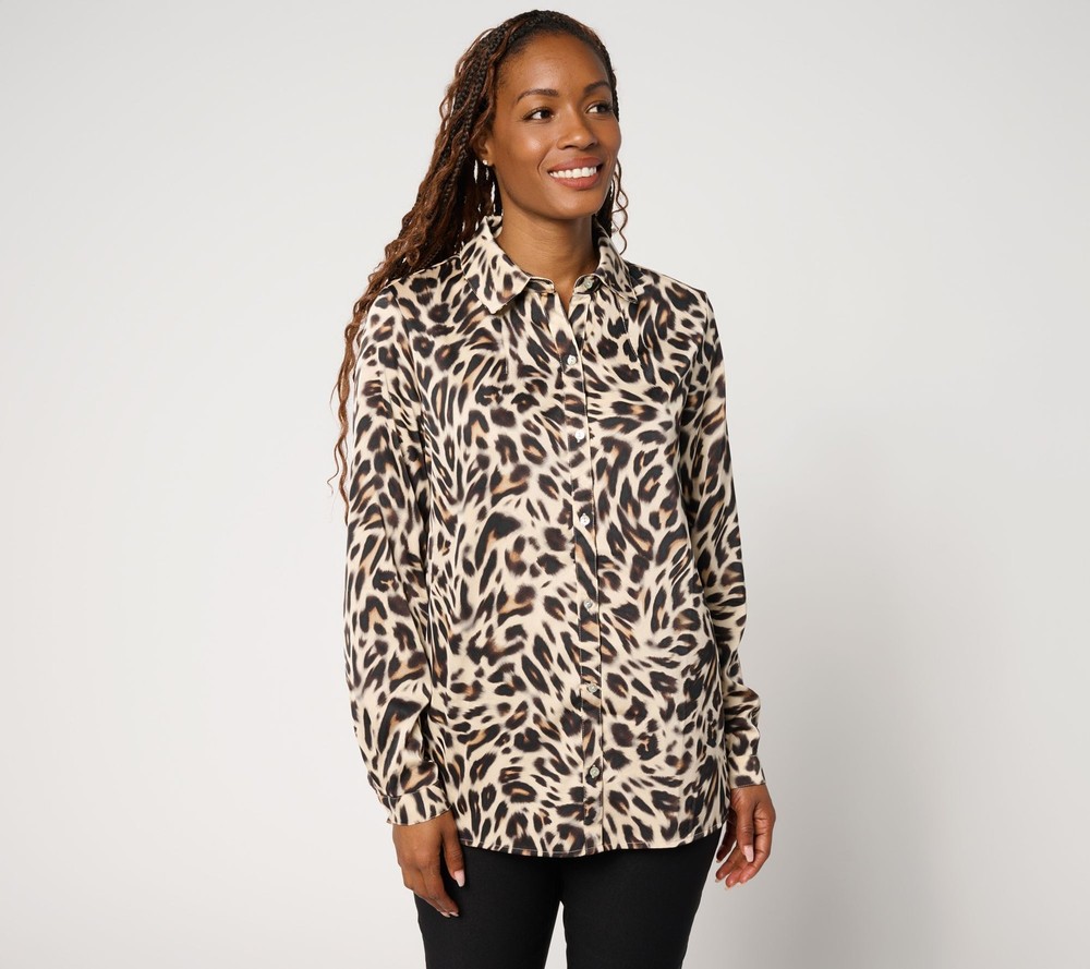 nicole by Nicole Miller Women's Top Sz M Button Front Multi-colored A693067