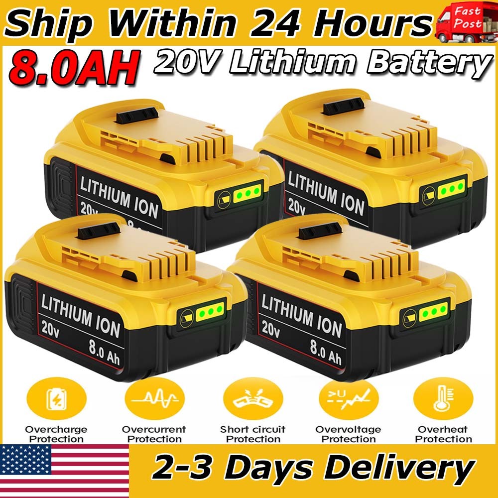 1-6X For DeWalt 20V 6.0AH / 8.0AH Li-Ion Battery DCB200 DCB208 DCB205 DCB201 NEW