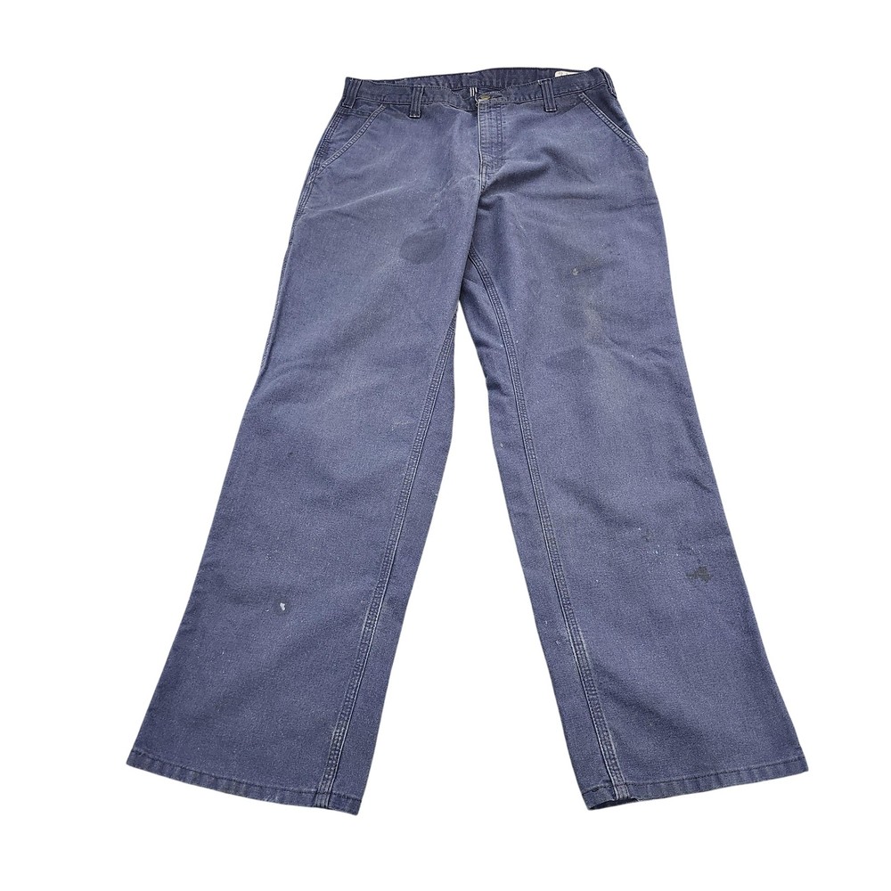 Carhartt Carpenter Pants Mens 34x32 Blue Canvas Relaxed Fit Workwear Utility