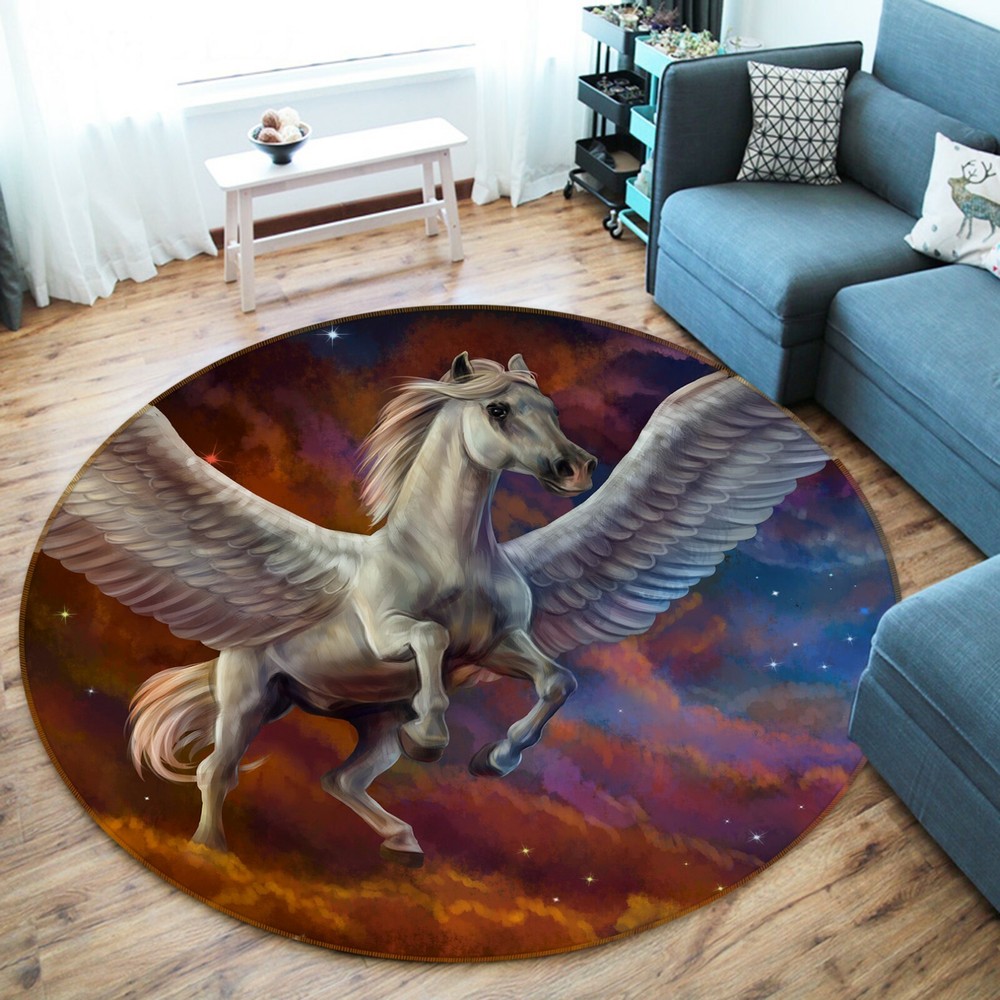3D Starry Sky Horse Non-Slip Rug Elegant Photo Carpet for Home Decor