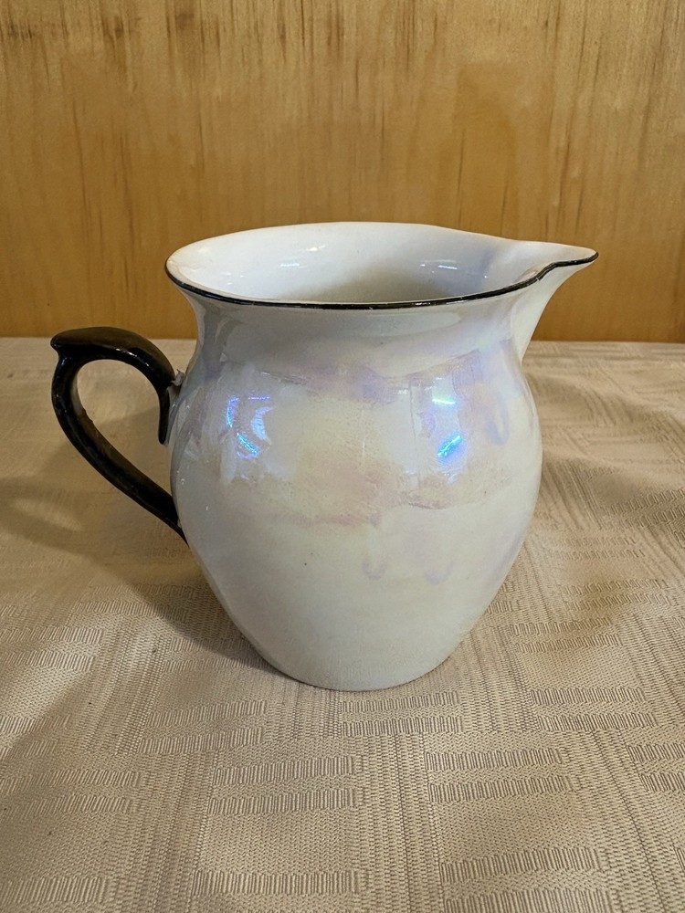 VTG RKG Czechoslovakian Lusterware Pitcher Creamer Vase Art Deco Iridescent