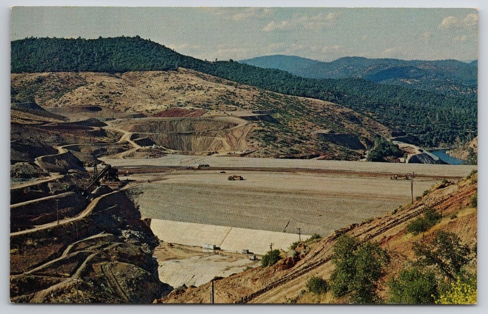 Oroville Dam Construction California Vintage Chrome Postcard Eastman's Studio