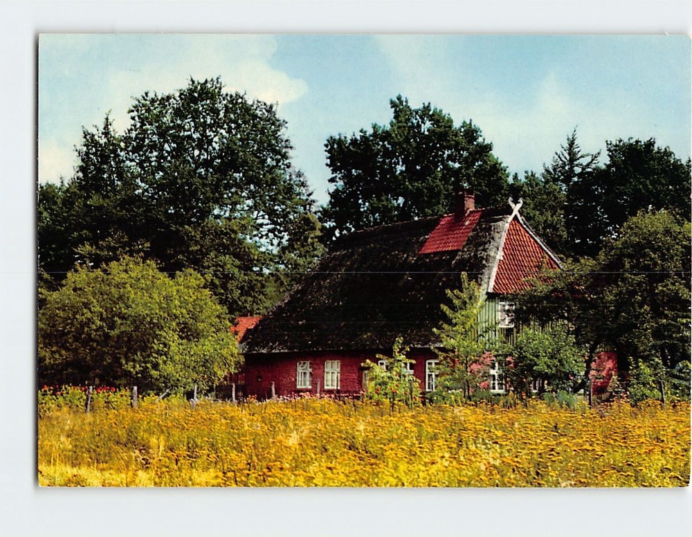 Postcard Traditional Rural Farm House Nature Scene
