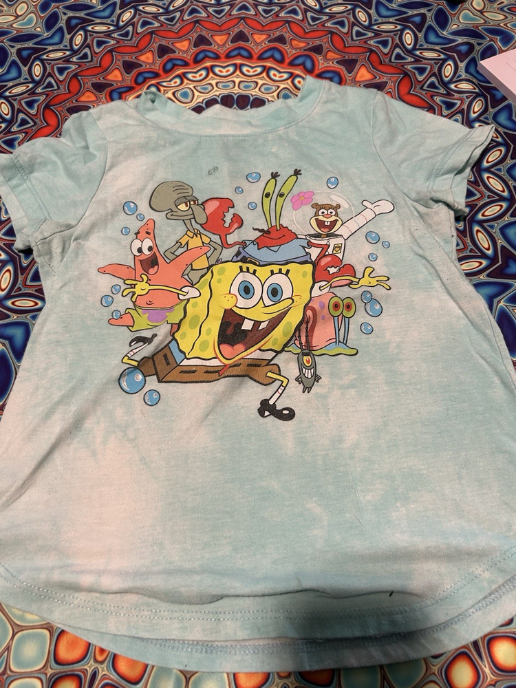 SpongeBob SquarePants Girls M Light Blue Graphic T-Shirt Patrick Squidward