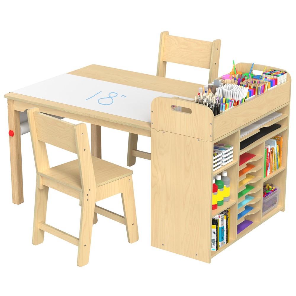 Kids Art Table and Chairs Set with Large Storage - Portable Craft Desk for Creative Play