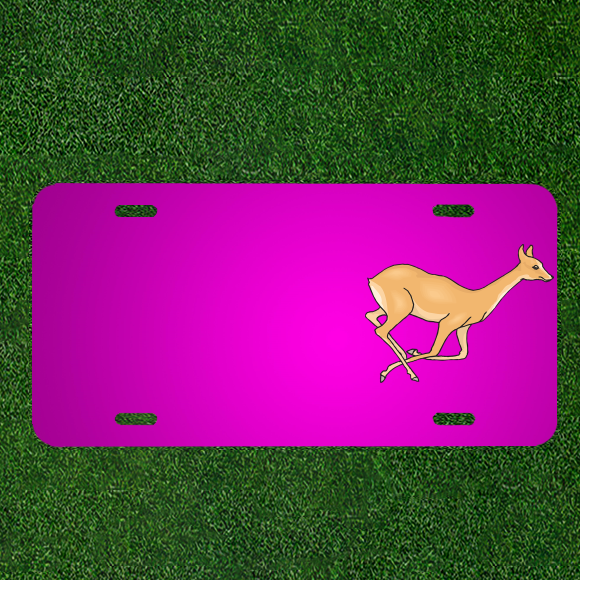 Custom Car License Plate with Personalized Name on Running Leaping Deer Design