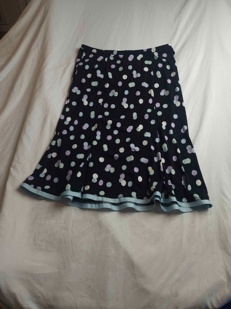 Emma & James Skirt Womens Medium Black Polka Dot A-Line Knee Length Casual