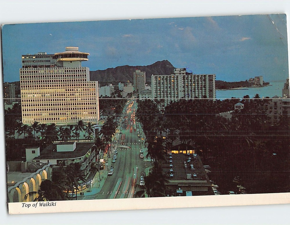 Postcard Aerial View of Kalakaua Avenue Waikiki Hawaii USA