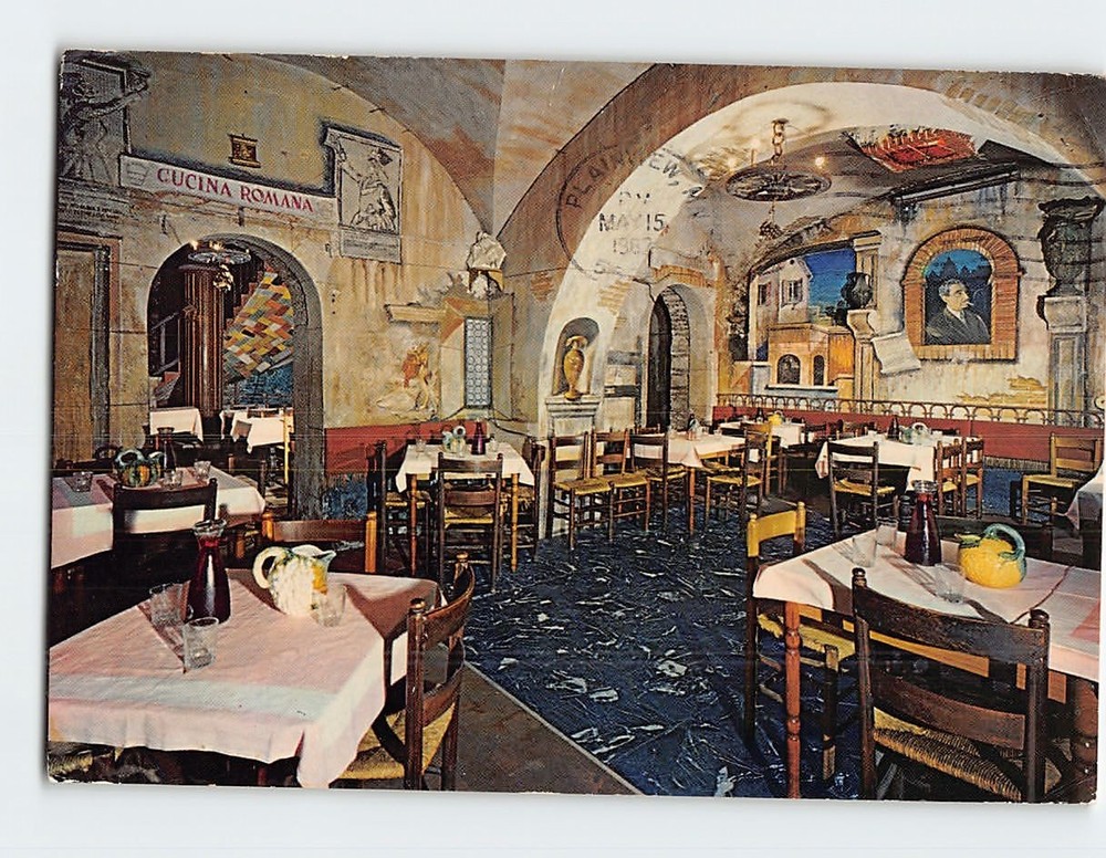 Postcard Interior Ristorante La Cisterna in Trastevere Rome Italy