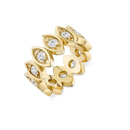 3Ct Round Tested Moissanite Full Eternity Band Ring 14k Yellow Gold Over Silver