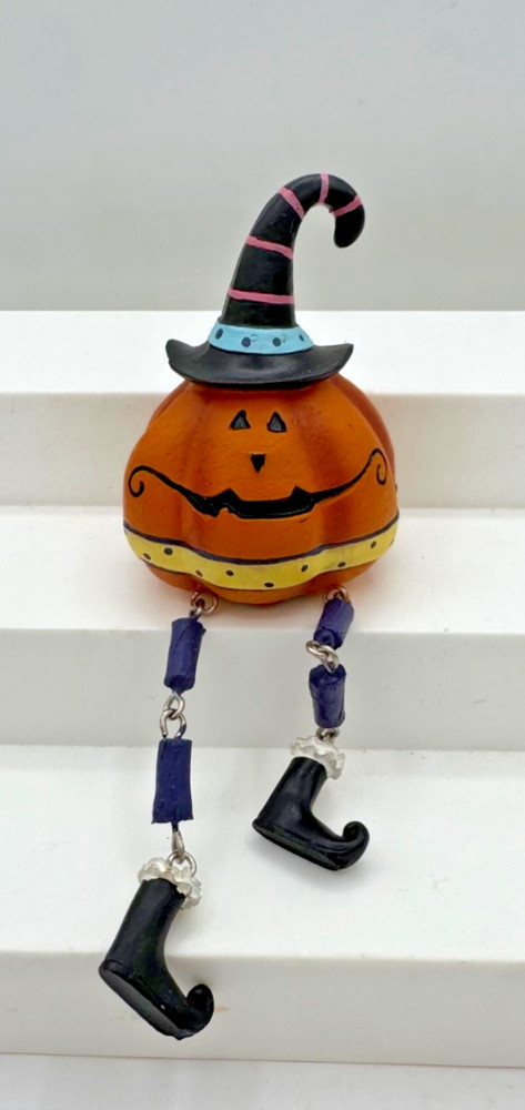 Halloween Pumpkin with Dangling Legs Shelf Sitter Figurine