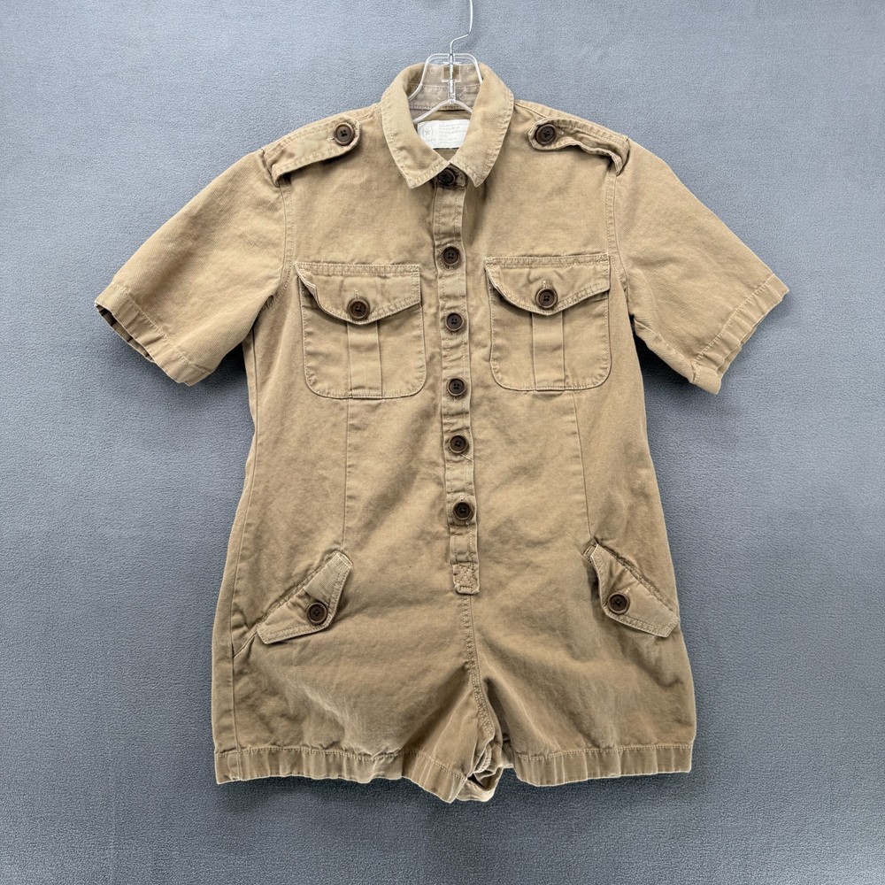 Banana Republic Romper Womens 2P Khaki Heritage Safari Straight Leg Denim