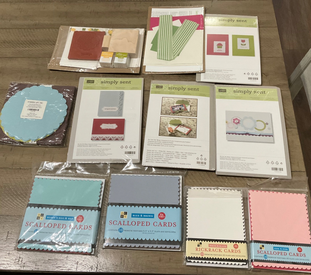 Stampin' Up Simply Sent NOTE CARD KITS LARGE LOT PAPER ETC. RETIRED SEALED NEW