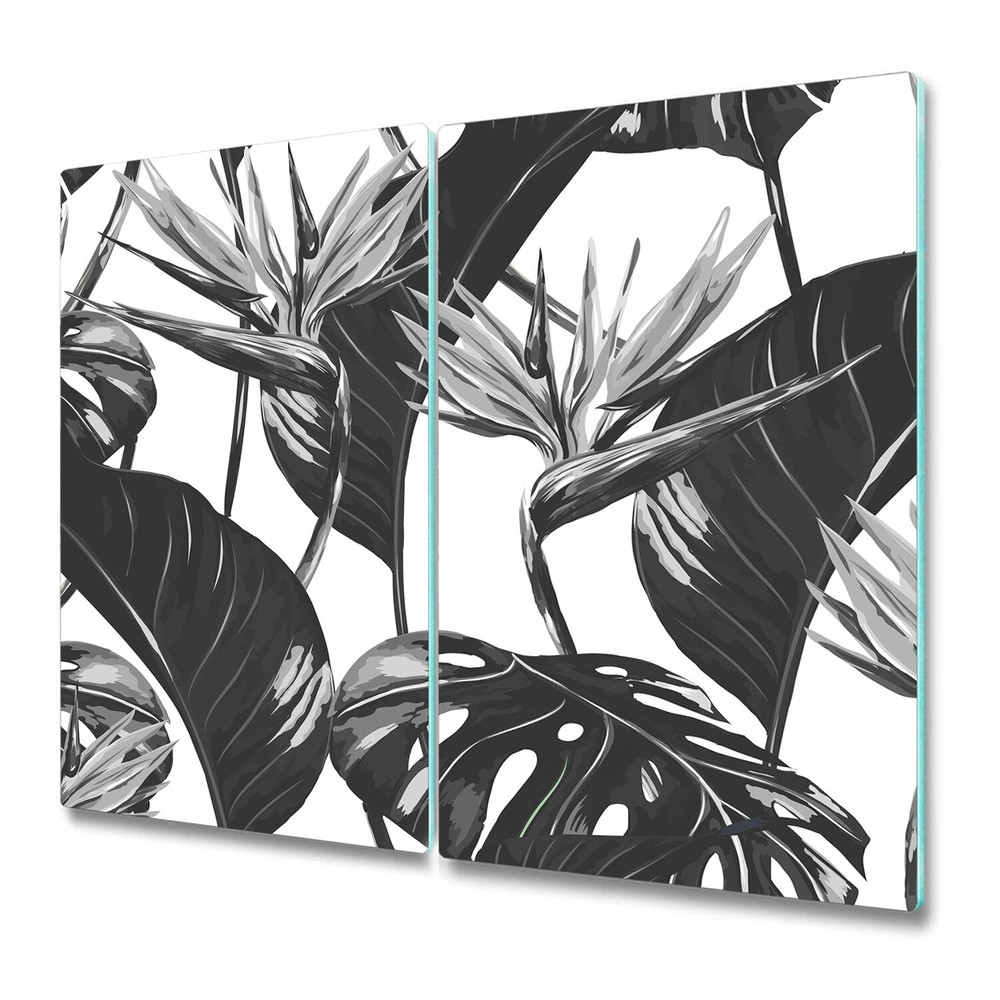Tempered Glass Worktop Saver Monochrome Tropical and Tropical Tropical Print