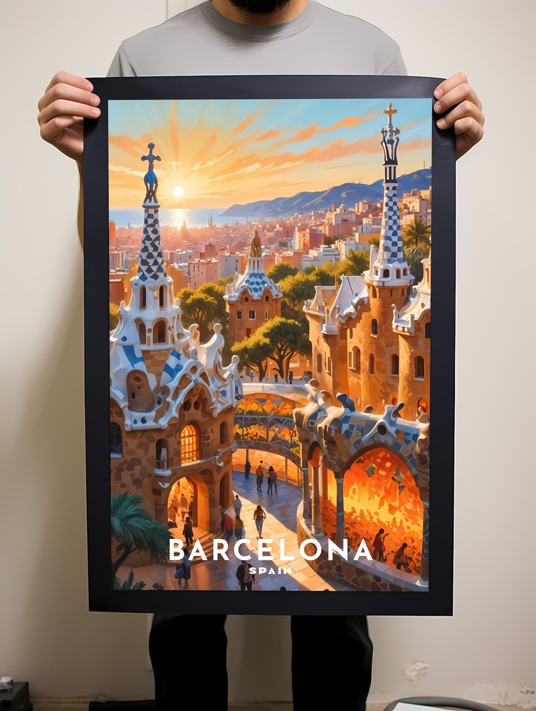 Barcelona Travel Poster Wall Art Spain Instant Hanging Decor New Home Gift