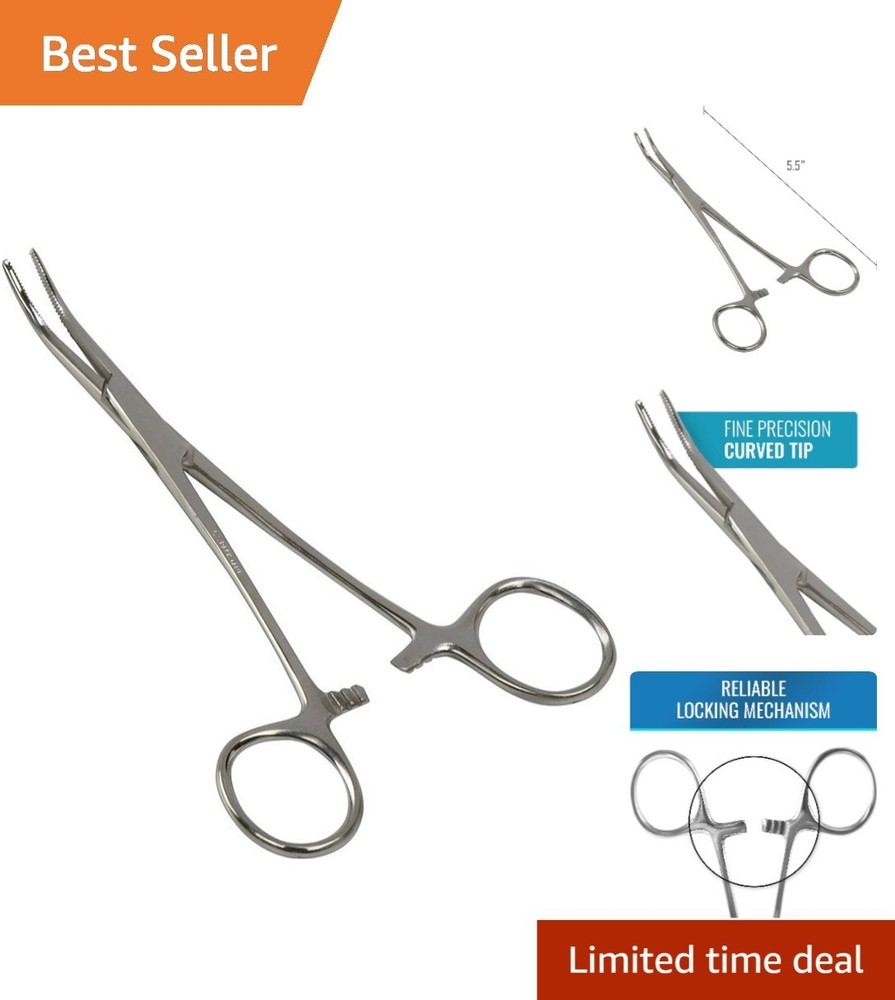 Precision Kelly Forceps Locking Tweezers Curved 5.5 Inch Stainless Steel