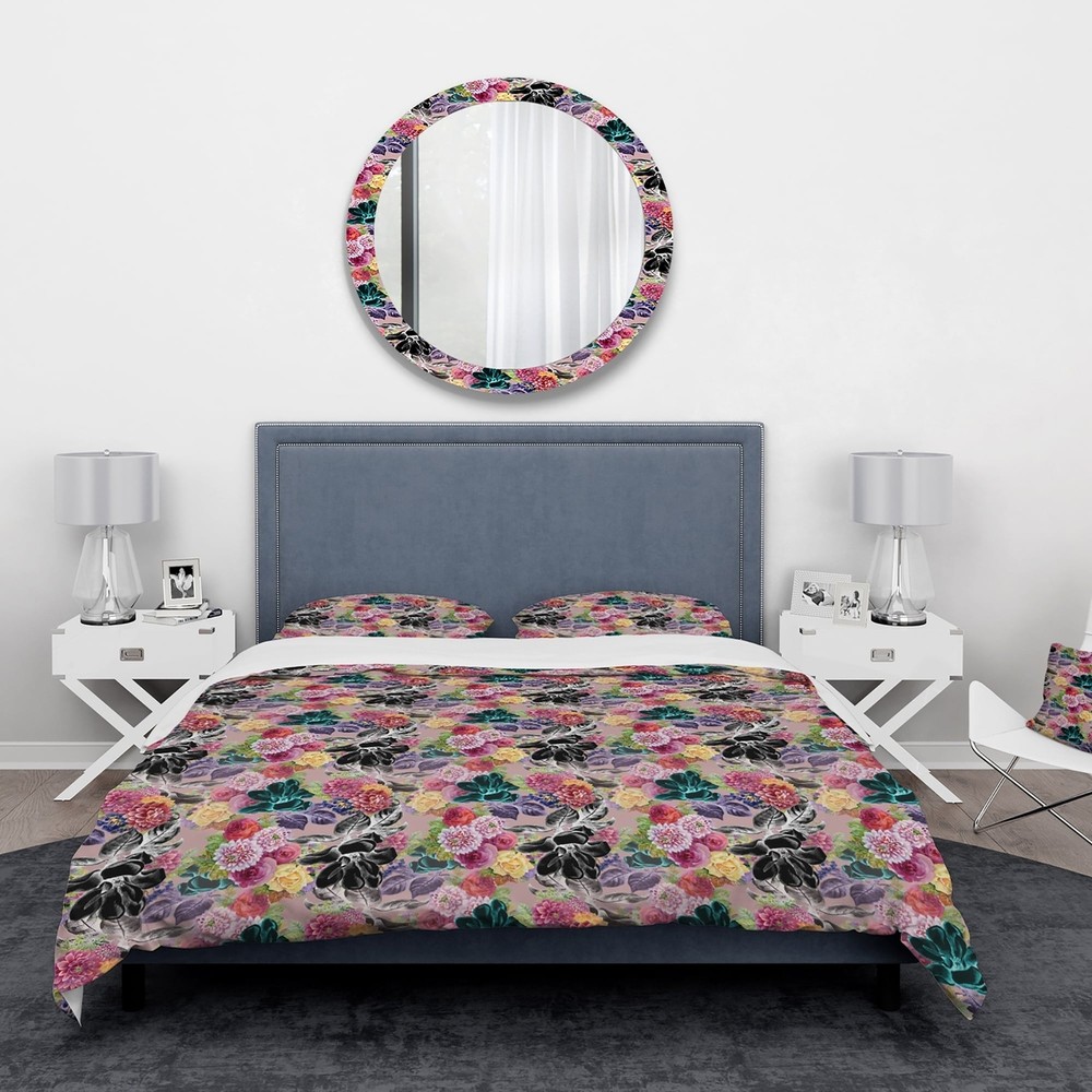 Designart 'Black Chrysanthemum And Blooming Roses' Floral