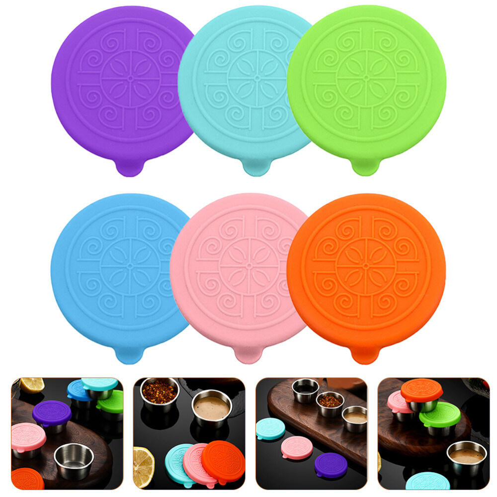 6 Pcs Seasoning Dish Silicone Cover Medium Size Lid Containers Relish Tray with