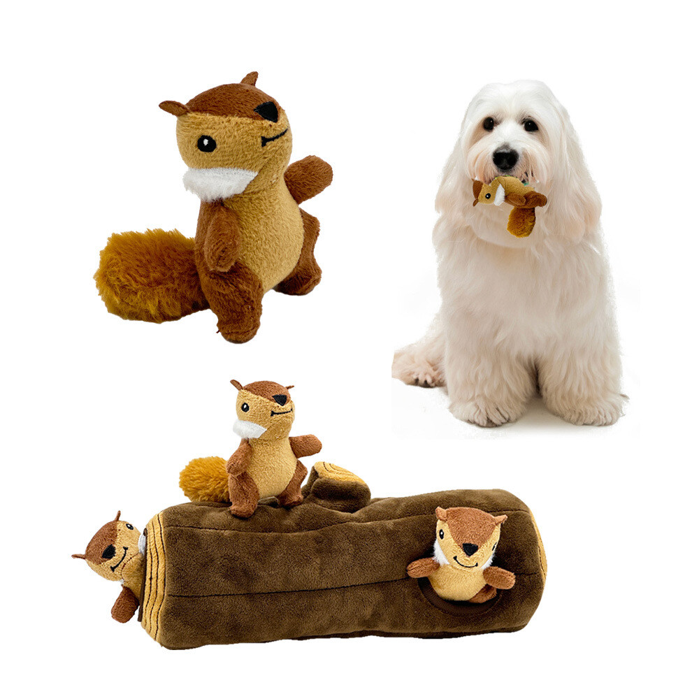 Dog Toy Squirrel Tree Hole Teeth Resistant Dog Pet Toy