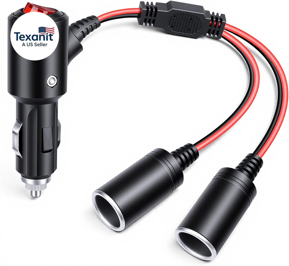 Car Cigarette Lighter Splitter with on off Switch 1 to 2 Cigarette Lighter Adapt