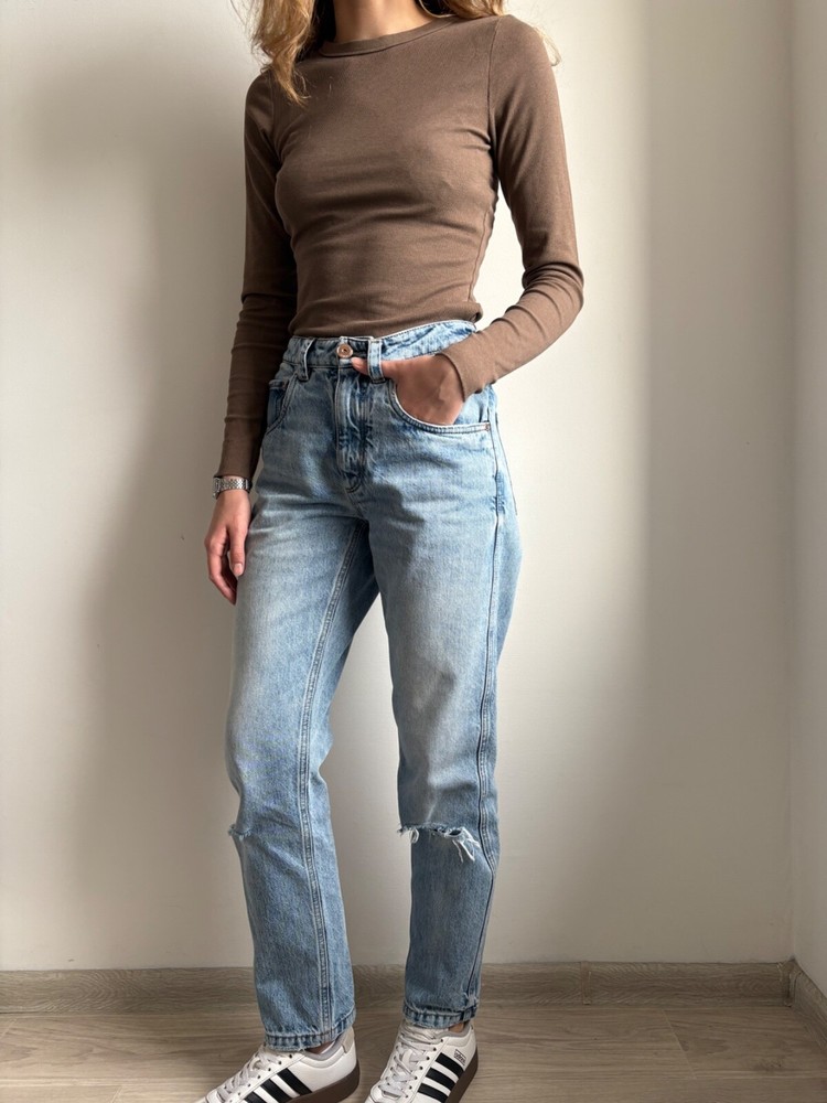 No Us Duties Brunello Cucinelli Straight Leg Distressed Blue Jeans Italy 38 Us 2