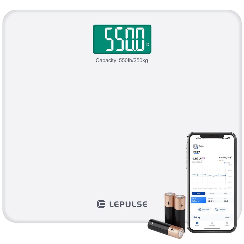 Scale for Body Weight, 550 lb Heavy Duty Weight Scale with BMI, Digital Bathr...