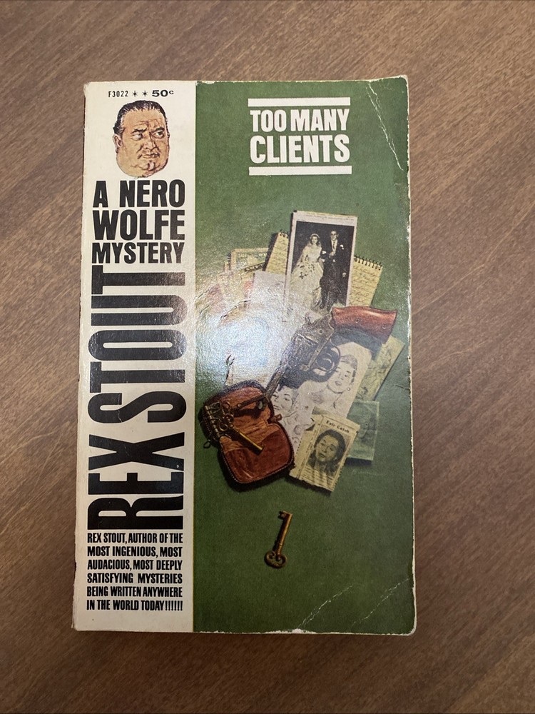 Too Many Clients Rex Stout 1965 2nd Printing Nero Wolfe Mystery Paperback Bantam