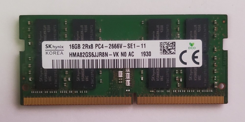 SK Hynix 16GB DDR4-2666 SO-DIMM Memory Module (HMA82GS6JJR8N-VK) TESTED
