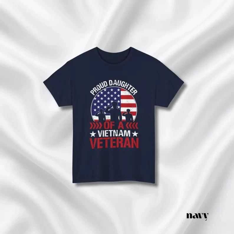 Proud Daughter Of A Vietnam Veteran T-Shirt American Flag Military Tribute