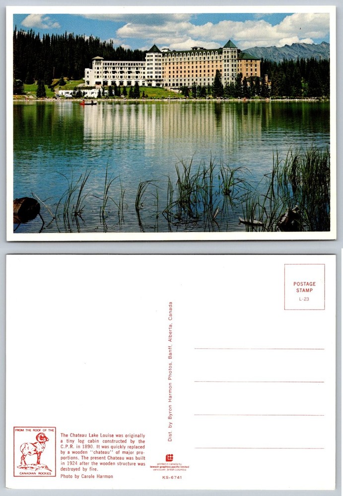 Chateau Lake Louise Banff Alberta Canada Postcard Byron Harmon Photo
