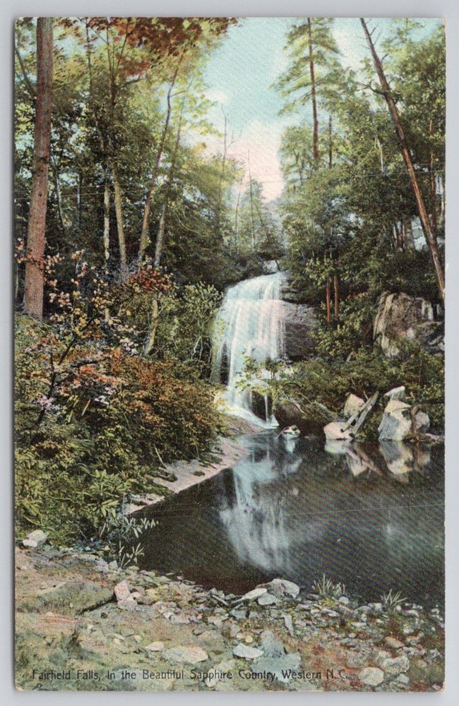 Fairfield Falls Sapphire Country Western NC Waterfall Postcard c1910