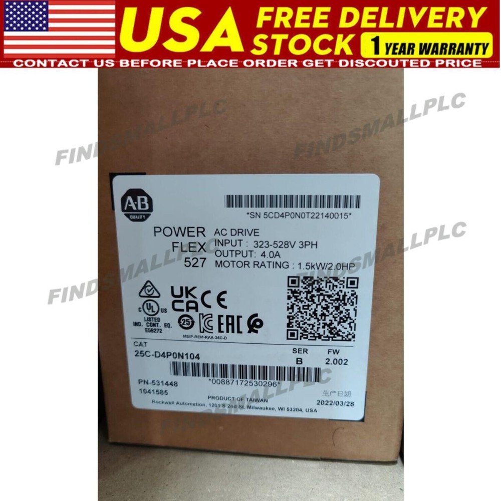ALLEN BRADLEY 25C-D4P0N104 POWERFLEX 527 DRIVE NEW US Free Tax