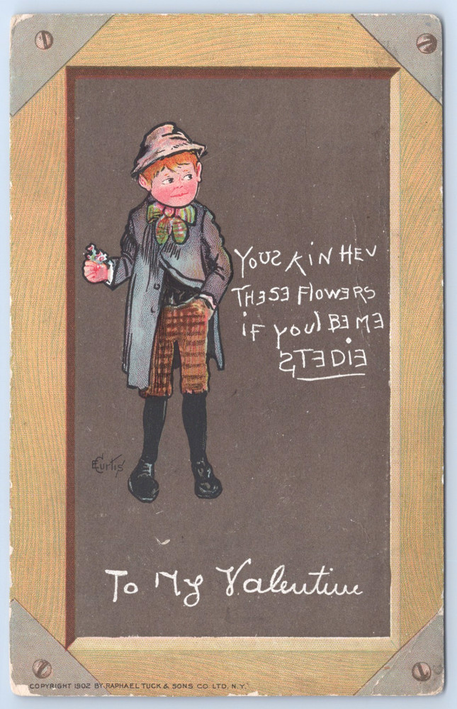 1902 Raphael Tuck Valentine Irish Boy E Curtis Signed Postcard