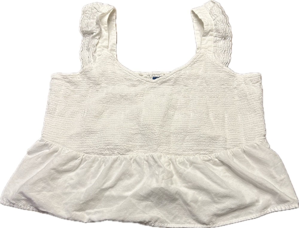 Old Navy Womens Fitted Flutter Sleeve Smocked Top White Size 2X Boho Beachy