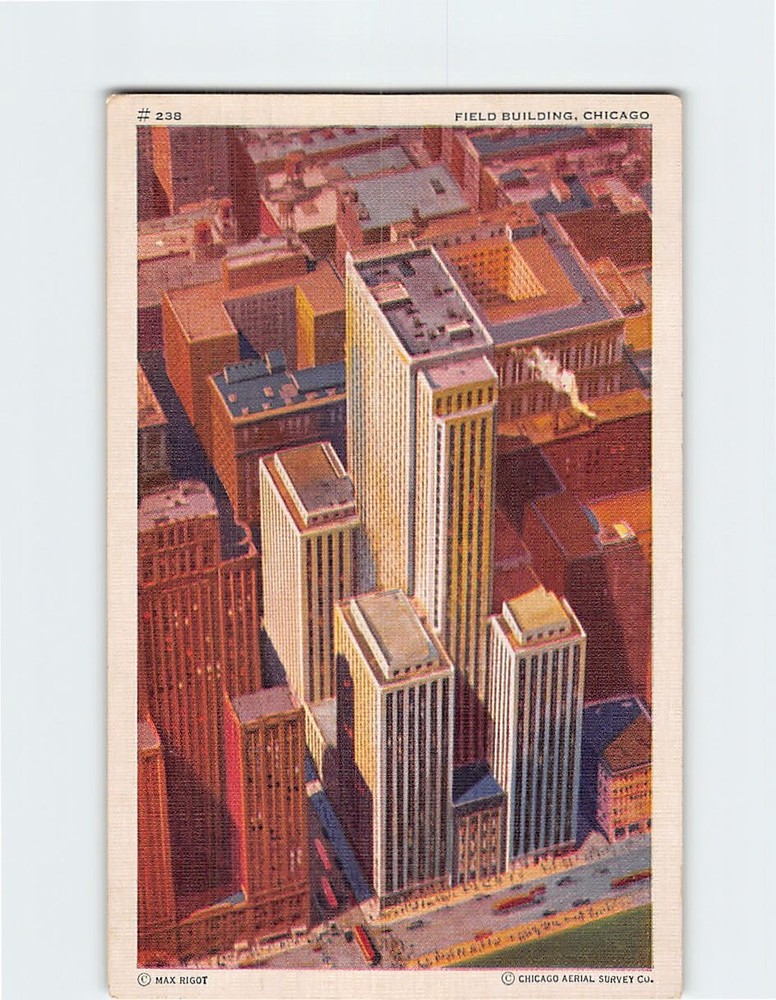 Postcard Aerial View Field Building Chicago Illinois USA