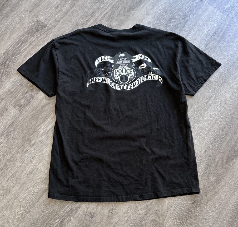 Vintage 90s Harley Davidson Police Motorcycles Front & Back Graphic T-Shirt XL