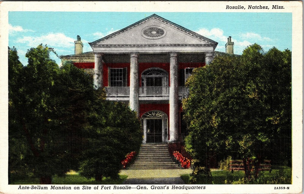 Natchez MS-Mississippi, Mansion Site Fort Rosalie, Vintage Postcard