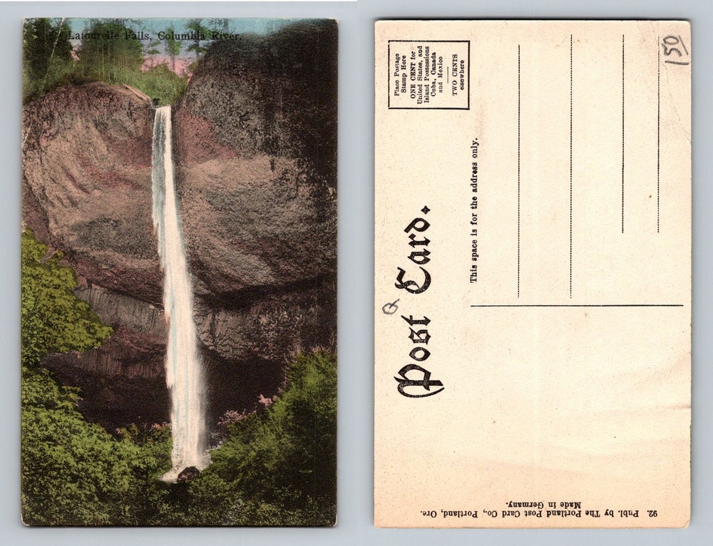 Columbia River, OR-Oregon, Latourelle Falls Basalt Cliffs Vintage Postcard