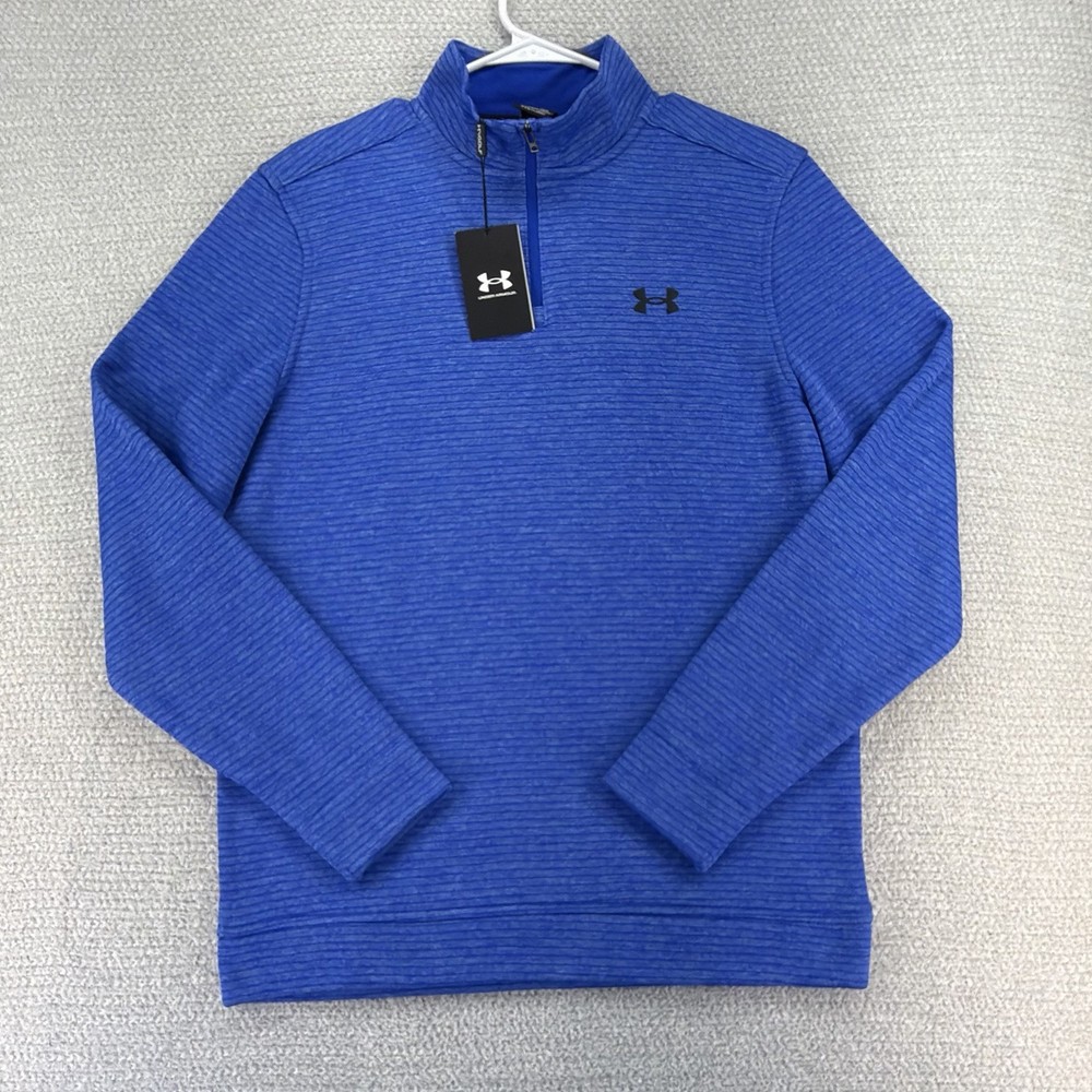 Under Armour Golf Storm 1/4 Zip Sweater Mens Small Blue Fleece Pullover 1373674