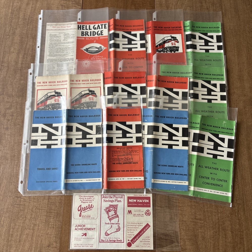 New Haven Railroad Public Timetables Lot Of 14 1950s/1970s.