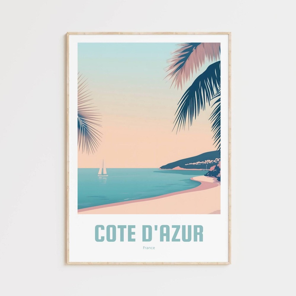 Cte Dazur Poster Vintage Travel Poster France Gift Cte Dazur Wall Art Vacation