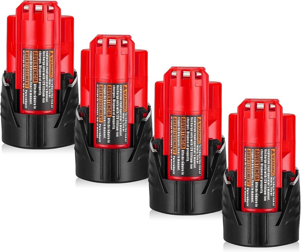 Durable 4-Pack Lithium Ion 12V Batteries for M-12 Tools, Intelligent Protection