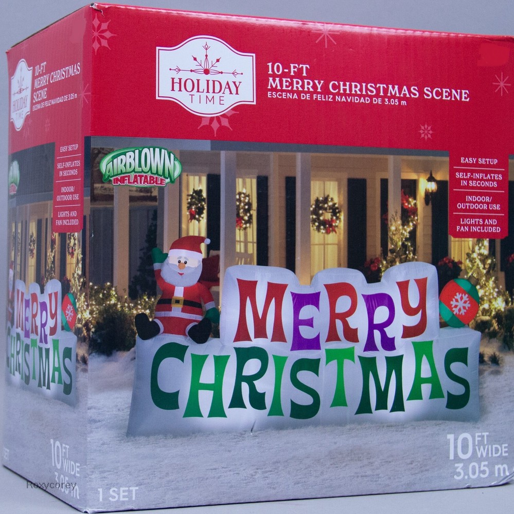 10ft Inflatable Santa Christmas Yard Decoration with Ornaments