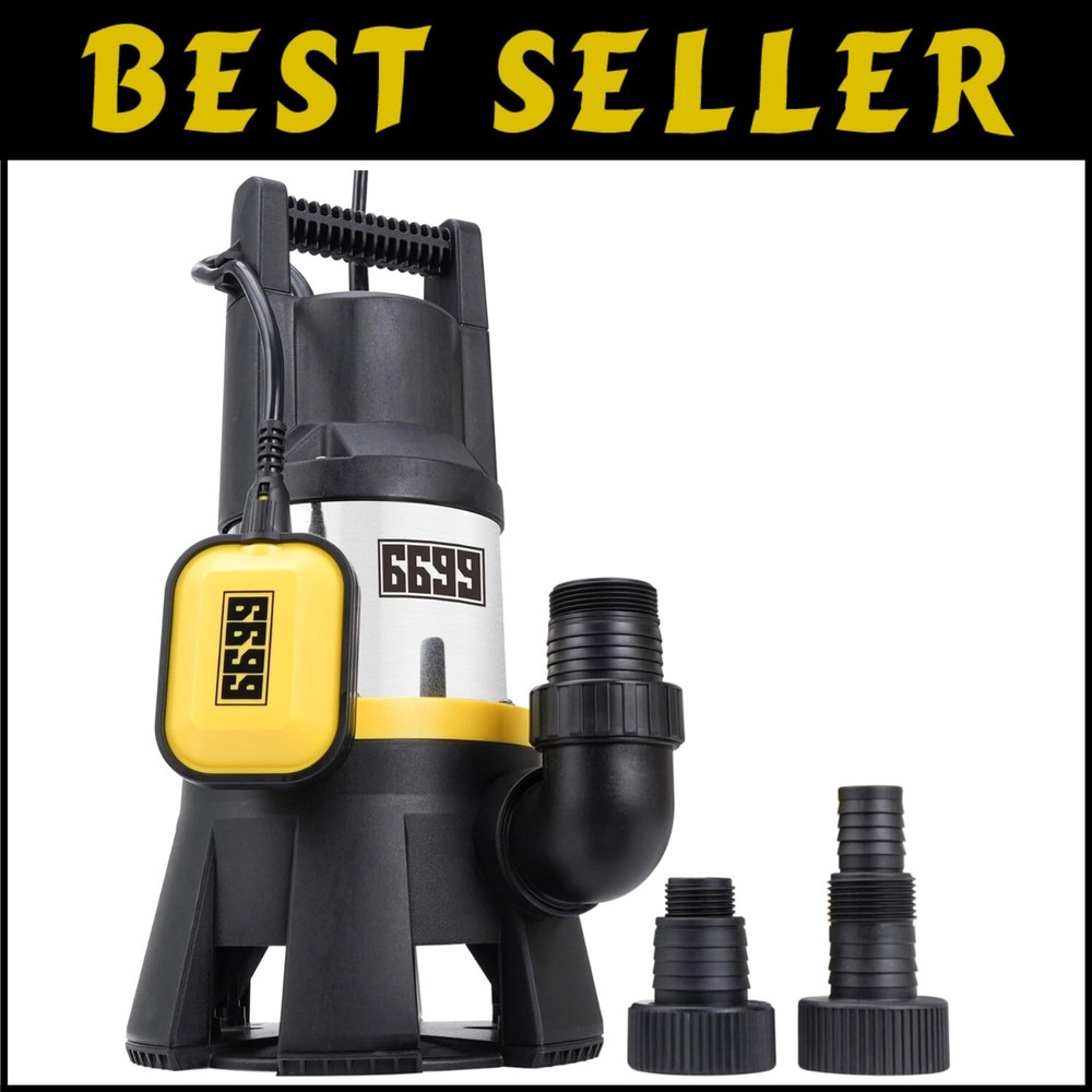 Heavy-Duty 7000GPH Submersible Pump 16ft Cord 30ft Max Lift