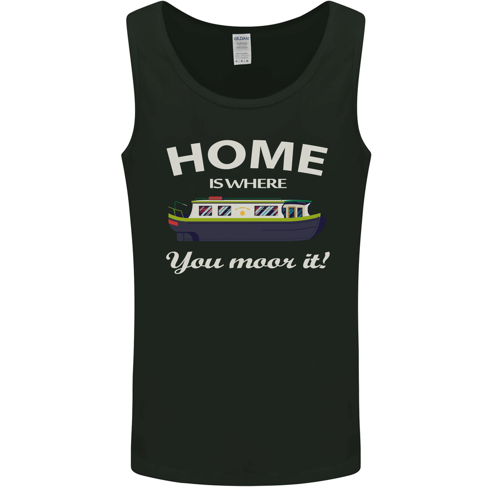 Home Is Where You Moor It Long Boat Barge Mens Vest Tank Top