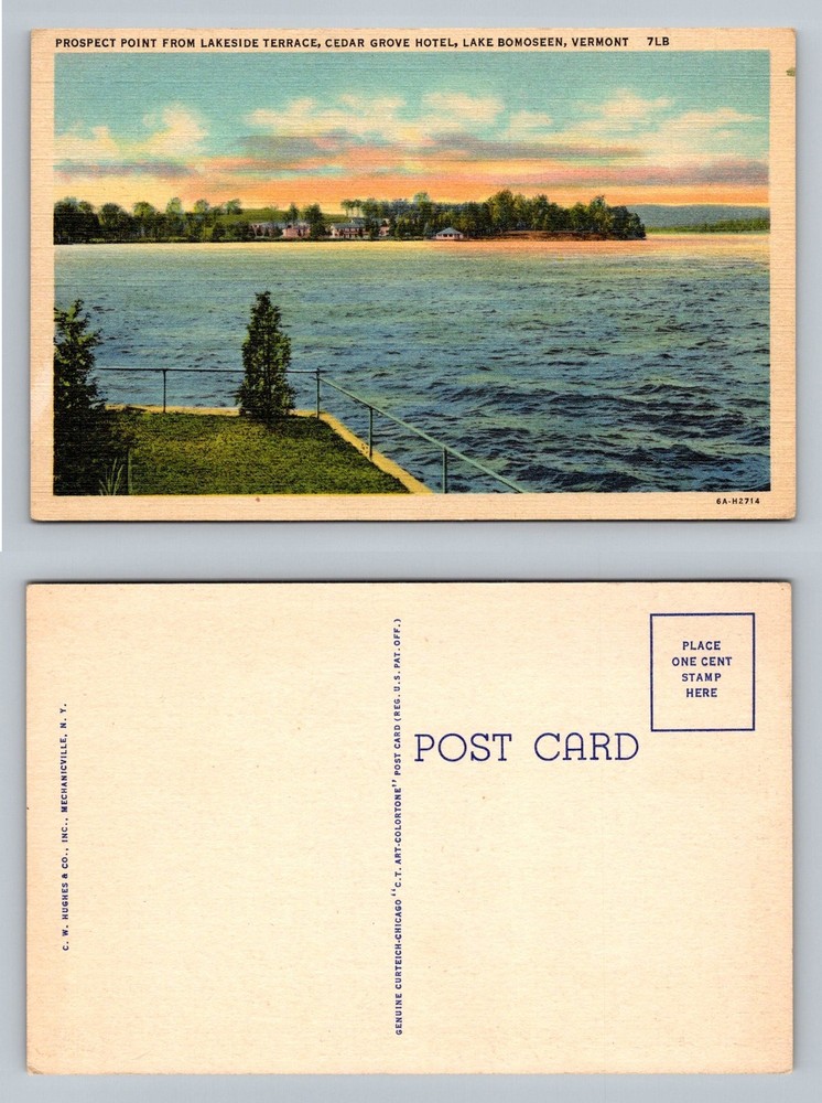 Lake Bomoseen, VT-Vermont, Prospect Point Hotel Scene Vintage Postcard